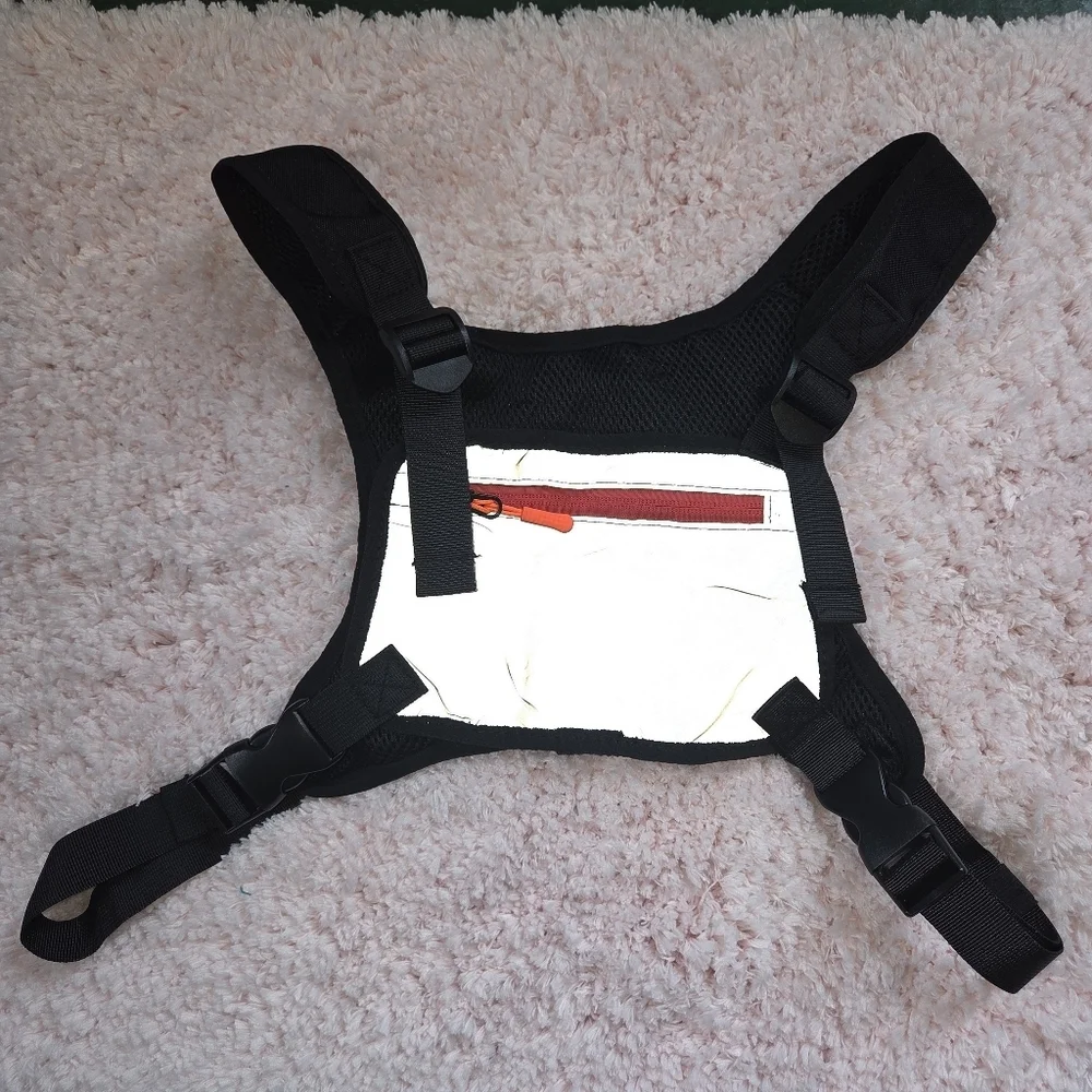 Stylish Black reflective Harness Bag running hiking vest festival
